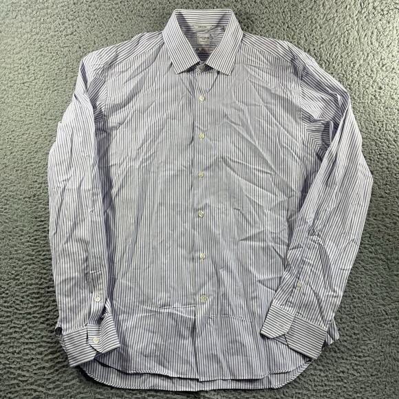 Culturata Thomas Mason Mens XL 17.5/44 Purple Tailored Fit Italy Long Sleeve - Picture 4 of 9